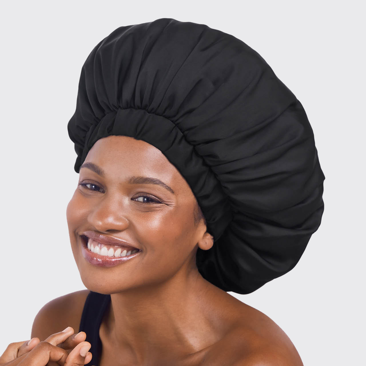 kitsch-black-satin-bonnet-xl-verstellbare-satin-haubenkappe-schwarz image 3